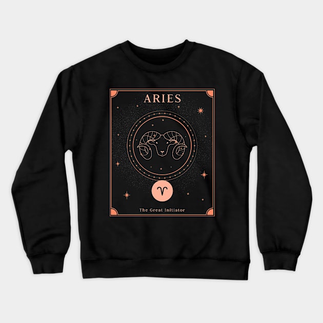 Aries Zodiac Horoscope Sign Astrology Tarot Cosmos Crewneck Sweatshirt by Sassee Designs